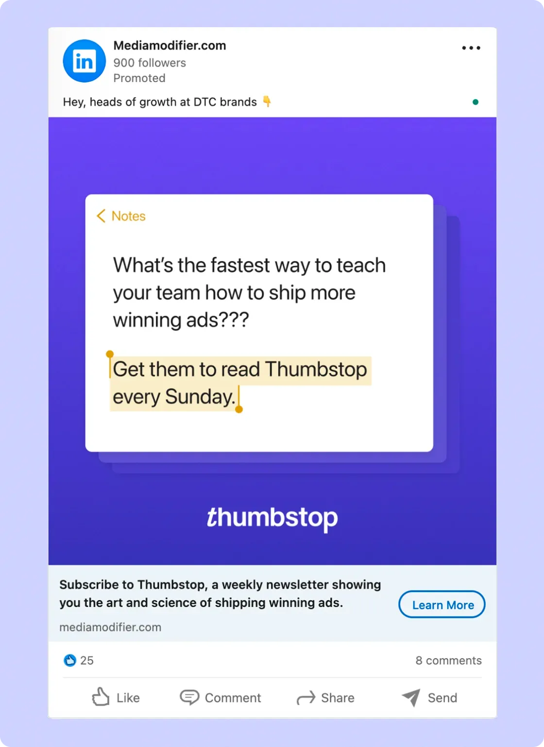 Facebook ad example