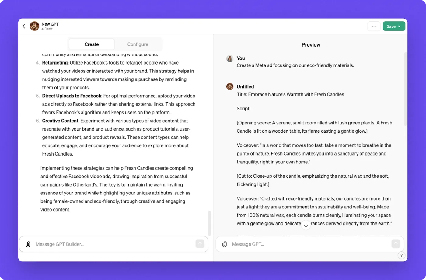 Using ChatGPT for ad scripts