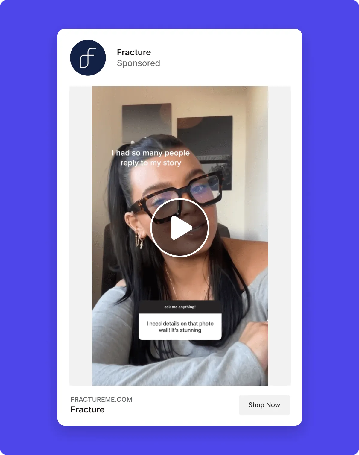 Woman saying "I had so many people reply to my story" in response to a TikTok comment "I need details on that photo wall it's stunning!"